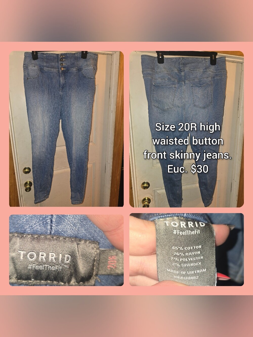torrid Light Blue High-Rise Button-Front Skinny Jeans